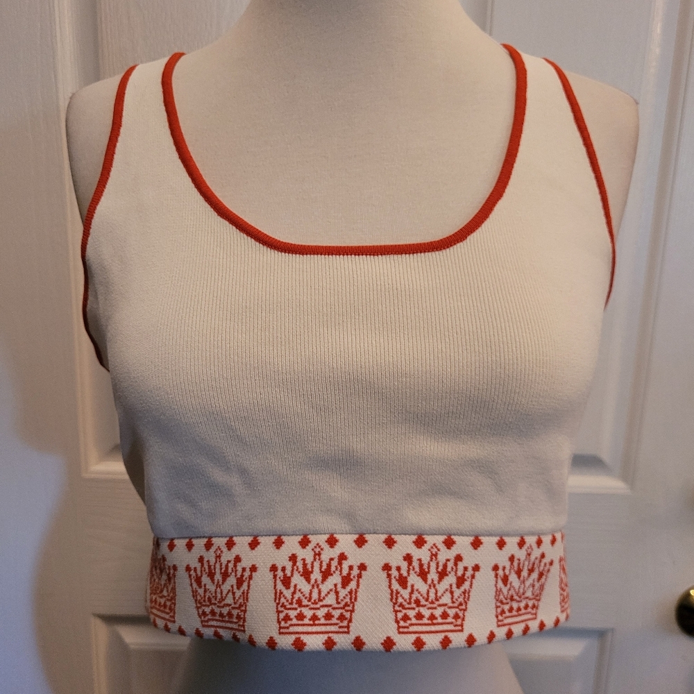 Y2k Cropped Top Knit Large Crowns Print Royalty By Maluma Retro Urban Outfitters